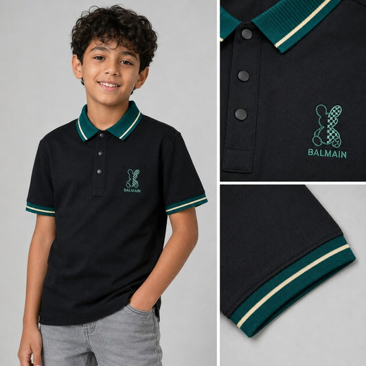 Balmain Junior Contrast Trim Polo Shirt