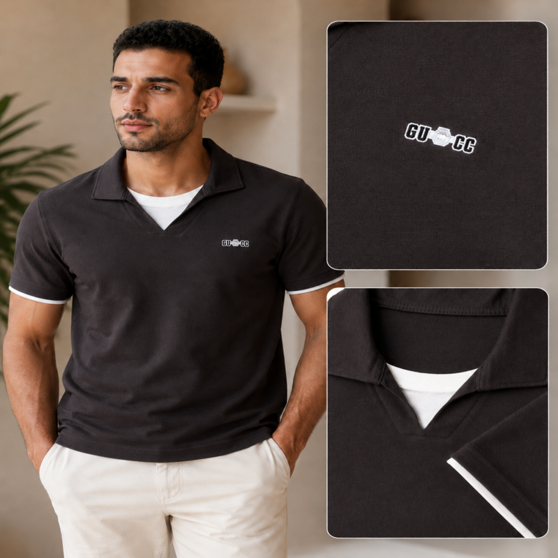 Gucci Men’s Open Collar Polo Shirt