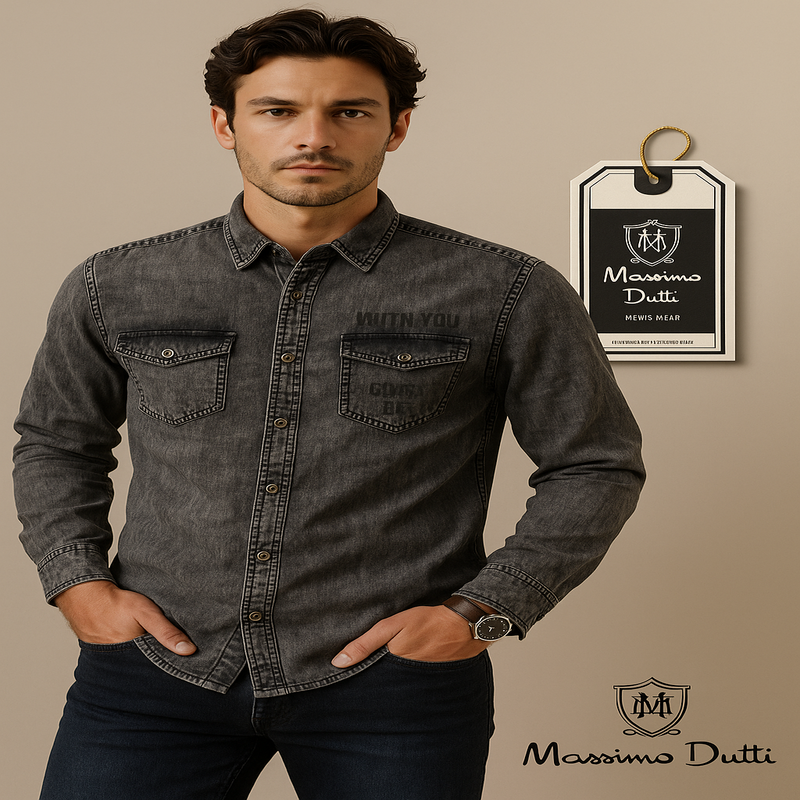 Massimo Dutti Black Denim Shirt