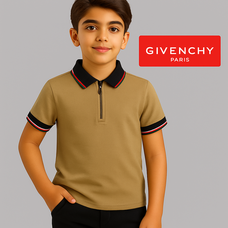 Givenchy Kids Half-Zip Polo Shirt – Premium Piqué Cotton