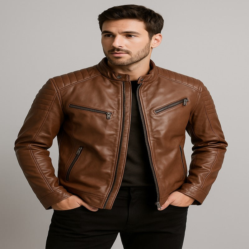 Armani Exchange Classic Biker Leather Jacket