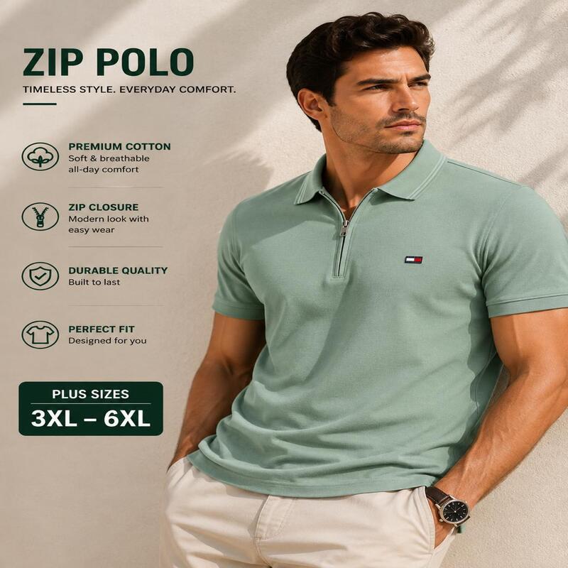 Tommy Zip Polo Plus Size – 3XL to 6XL
