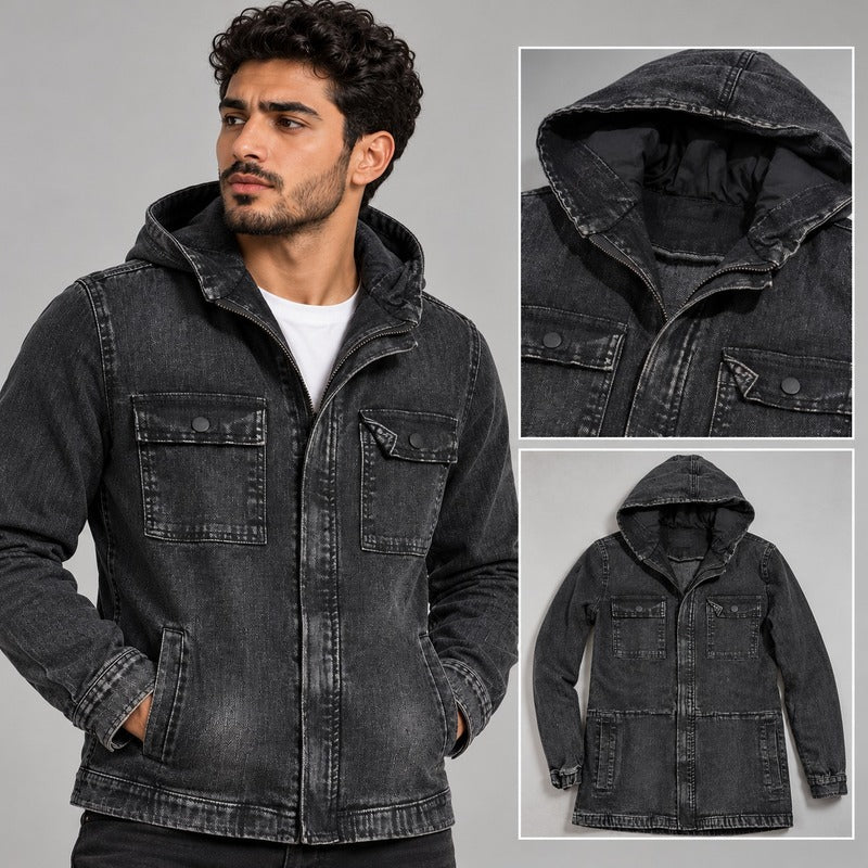 Burberry Men's Vintage Washed Denim Hooded Jacket