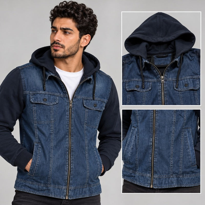 Philipp Plein Men's Two-Tone Denim Hooded Jacket