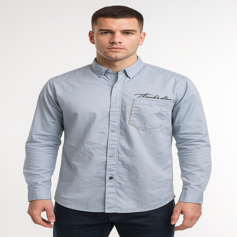 Sky Blue Casual Cotton Shirt