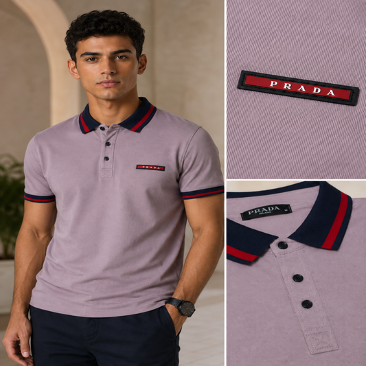 Prada Men’s Contrast Collar Polo Shirt