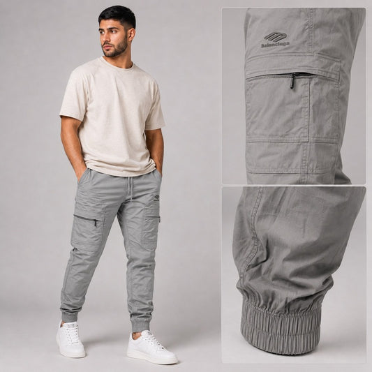 Balenciaga Men’s Zip Pocket Cargo Jogger Pants