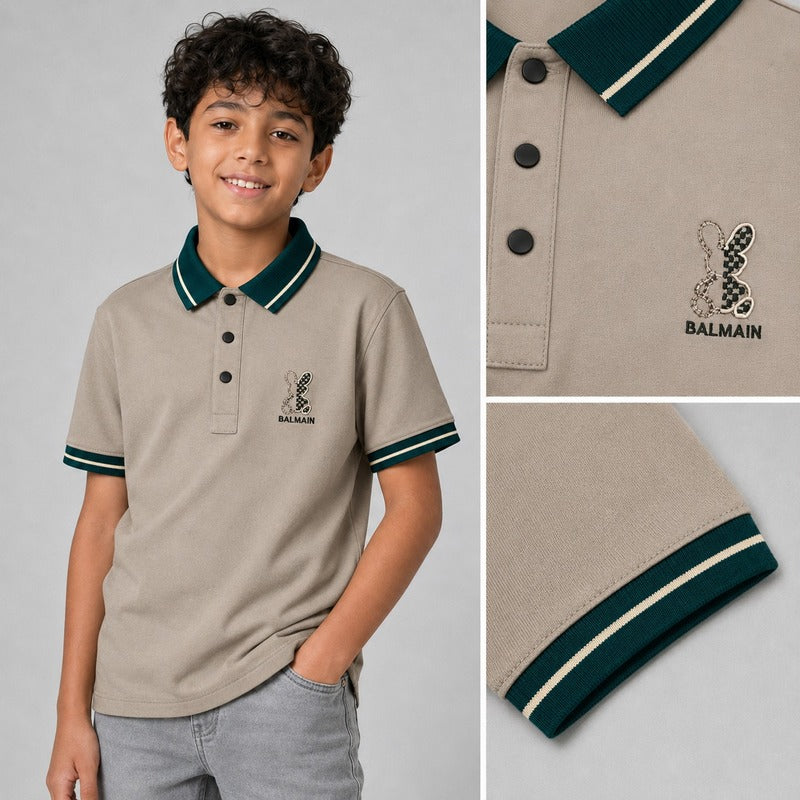 Balmain Junior Contrast Trim Polo Shirt