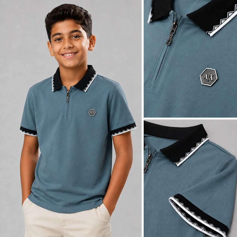 Armani Exchange Boys’ Zip Polo Shirt