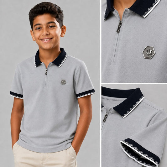 Armani Exchange Boys’ Zip Polo Shirt