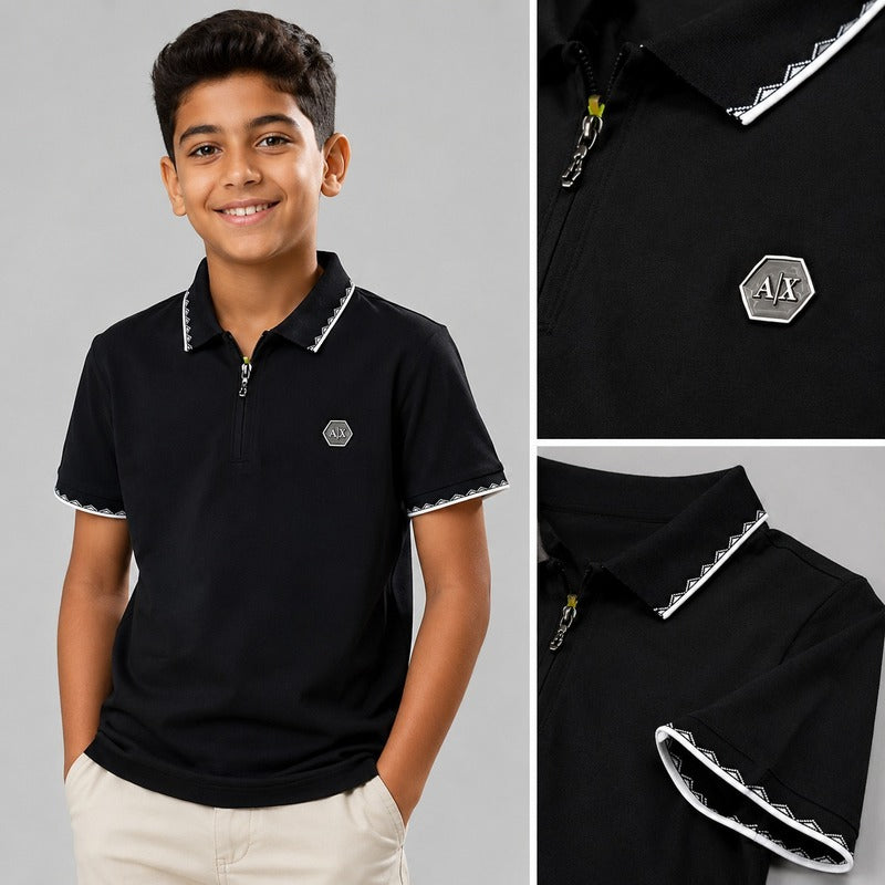 Armani Exchange Boys’ Zip Polo Shirt