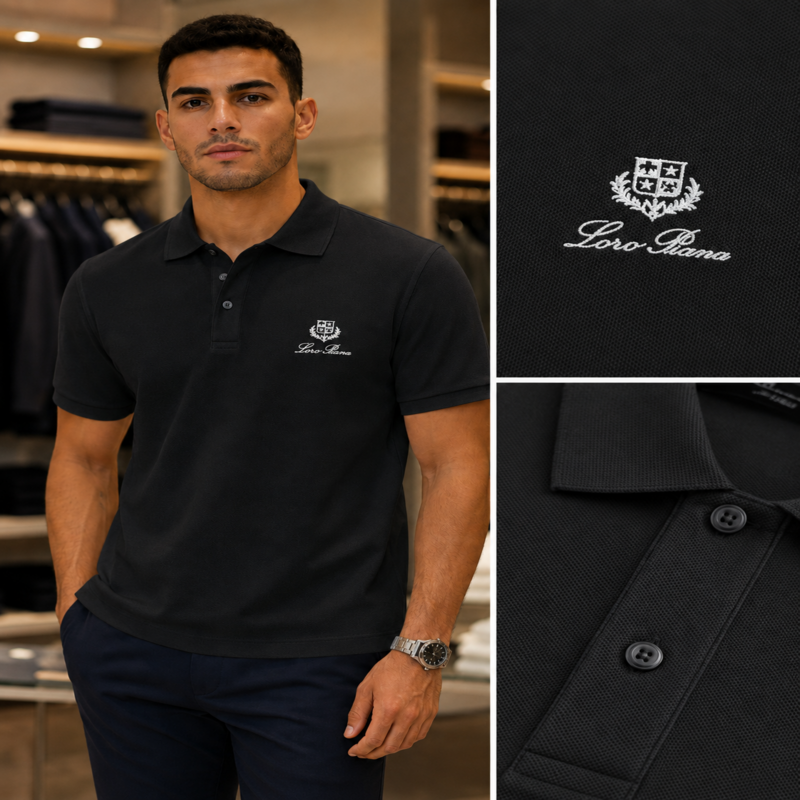 Loro Piana Men’s Embroidered Logo Polo Shirt