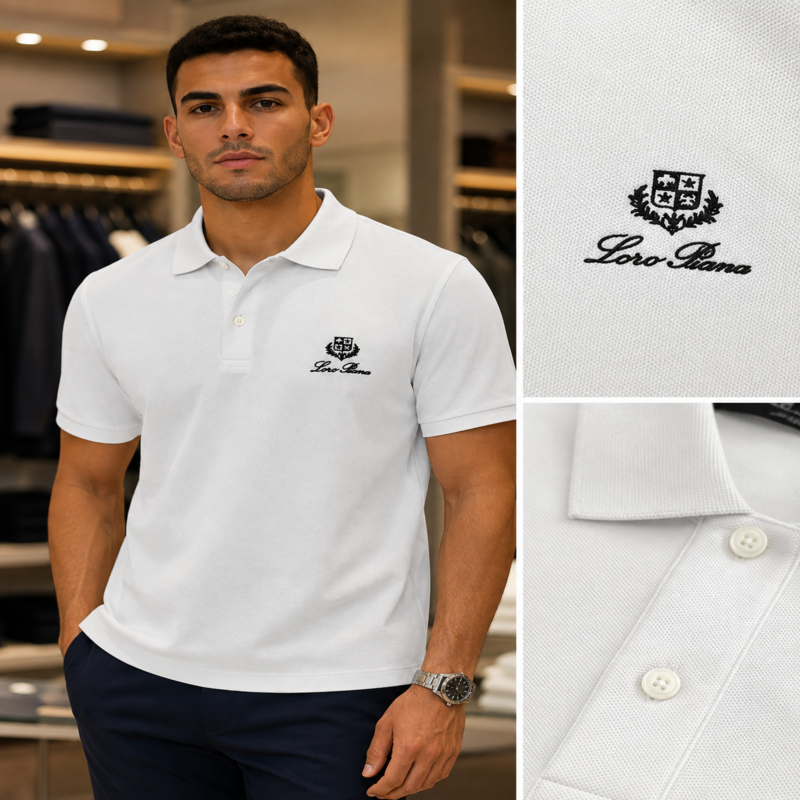 Loro Piana Men’s Embroidered Logo Polo Shirt