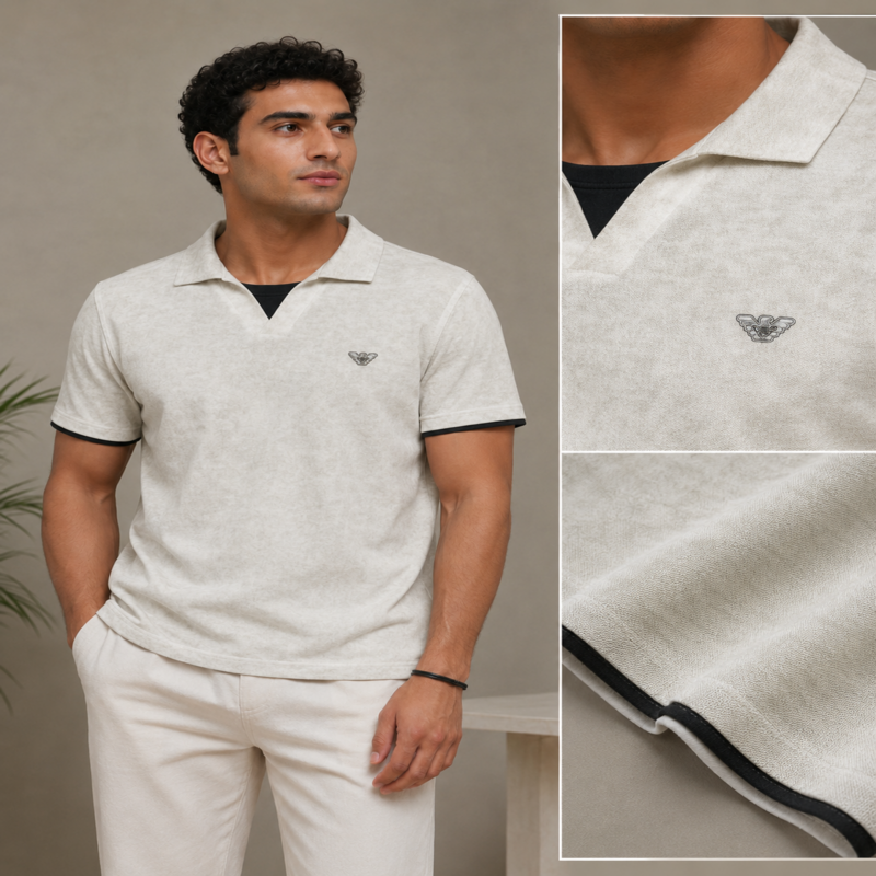 Emporio Armani Men’s Open Collar Polo Shirt