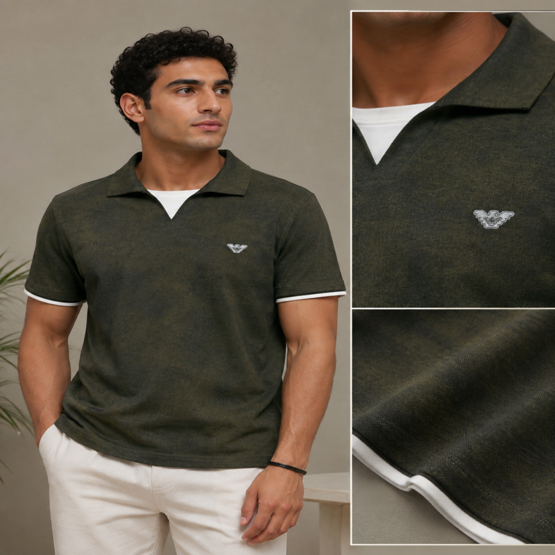 Emporio Armani Men’s Open Collar Polo Shirt