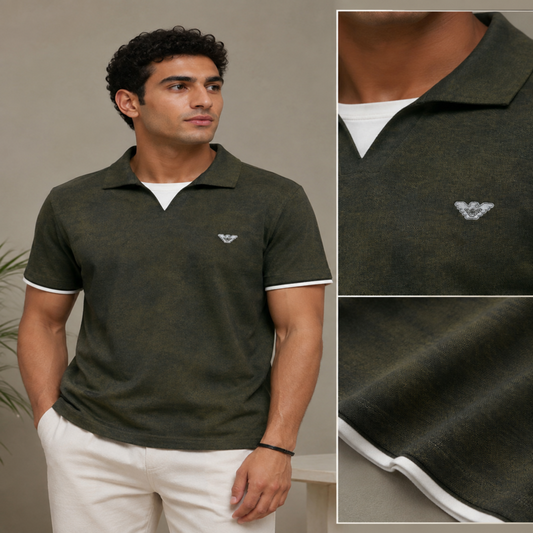 Emporio Armani Men’s Open Collar Polo Shirt
