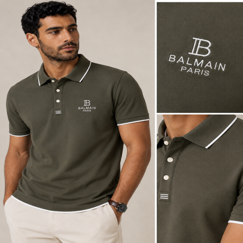 Balmain Men’s Signature Logo Polo Shirt