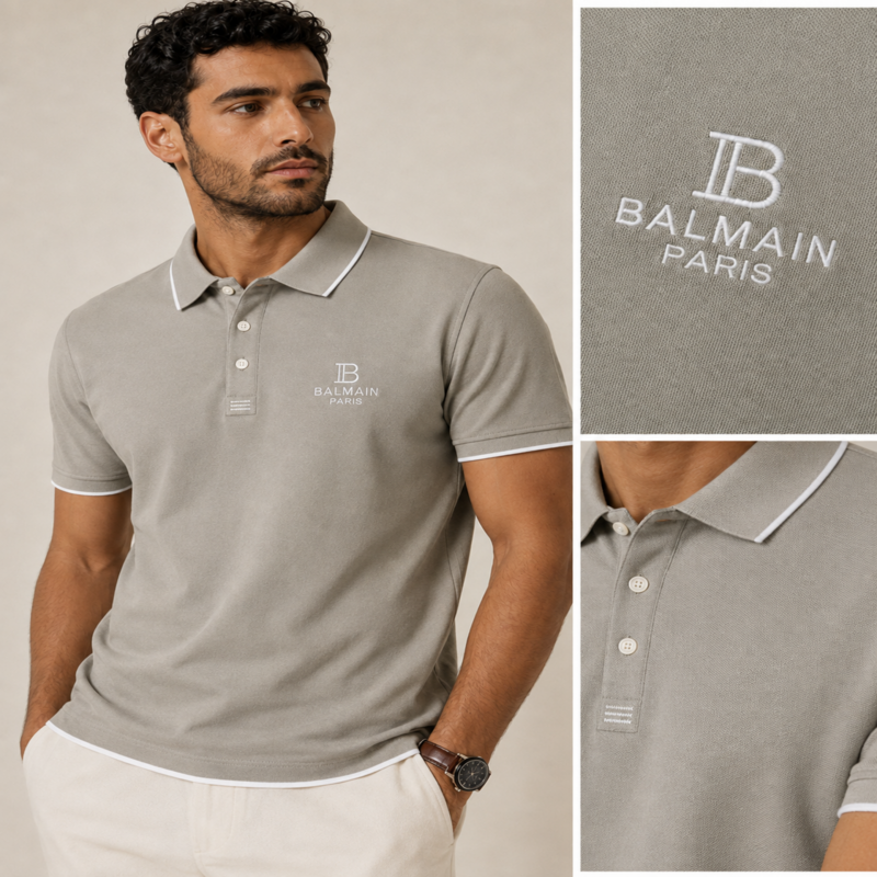 Balmain Men’s Signature Logo Polo Shirt