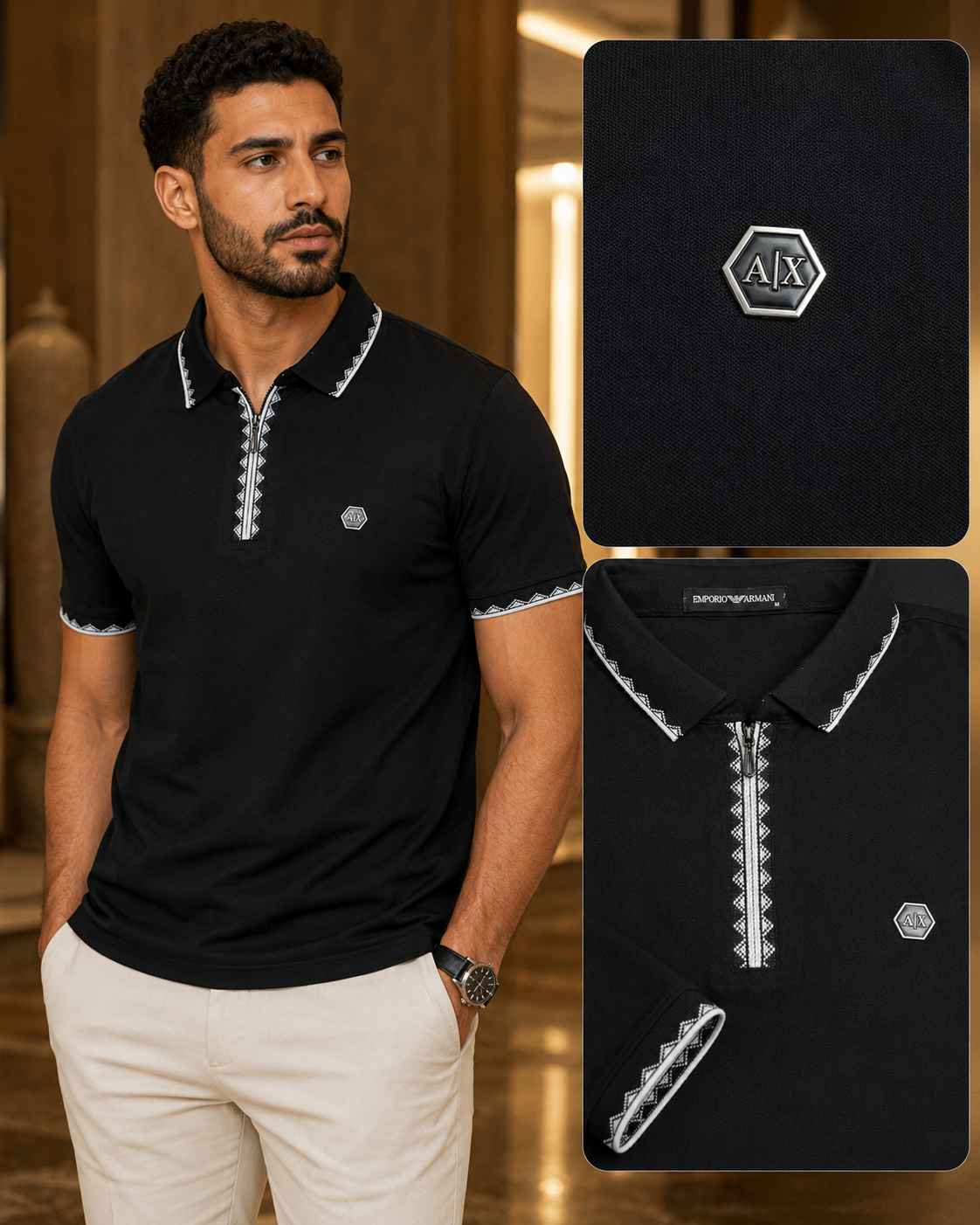 Armani Exchange Men’s Signature Trim Polo Shirt