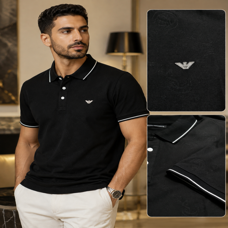 Emporio Armani Men’s Monogram Polo Shirt – Signature Edition