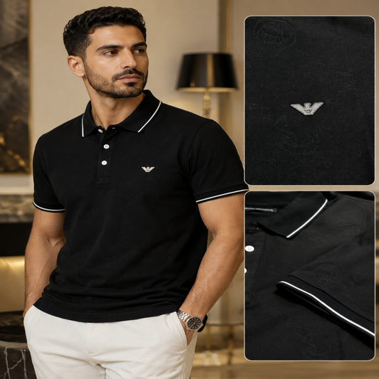Emporio Armani Men’s Monogram Polo Shirt – Signature Edition