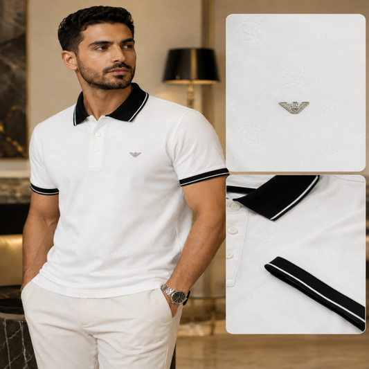 Emporio Armani Men’s Monogram Polo Shirt – Signature Edition