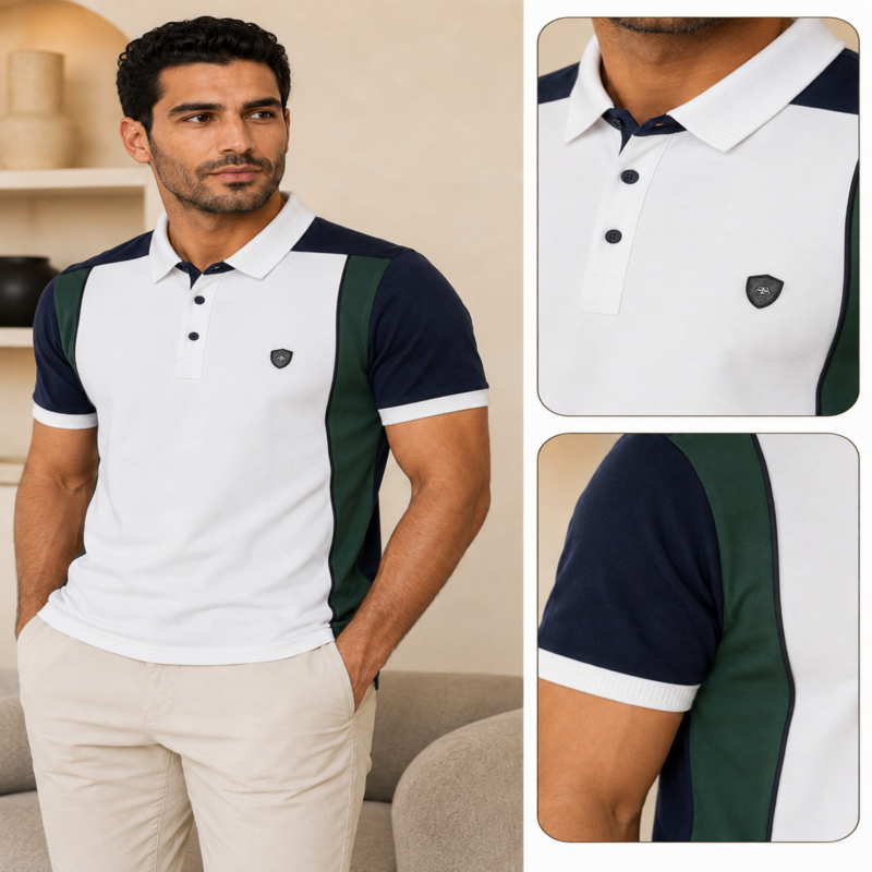 Balenciaga Men’s Color Block Polo Shirt – Signature Edition