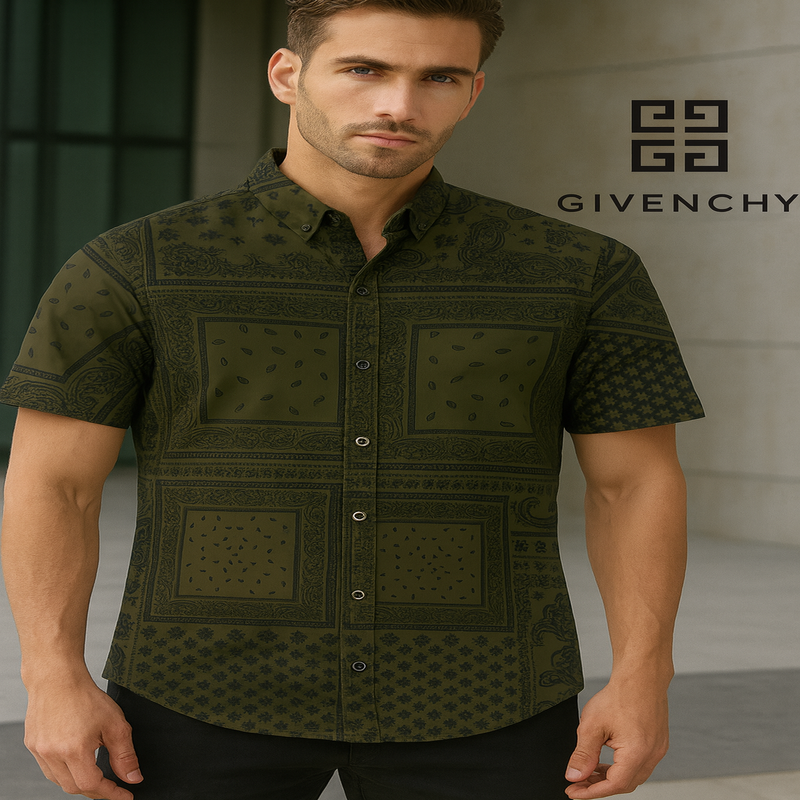 Givenchy Short-Sleeve Bandana Print Shirt – Luxury Design