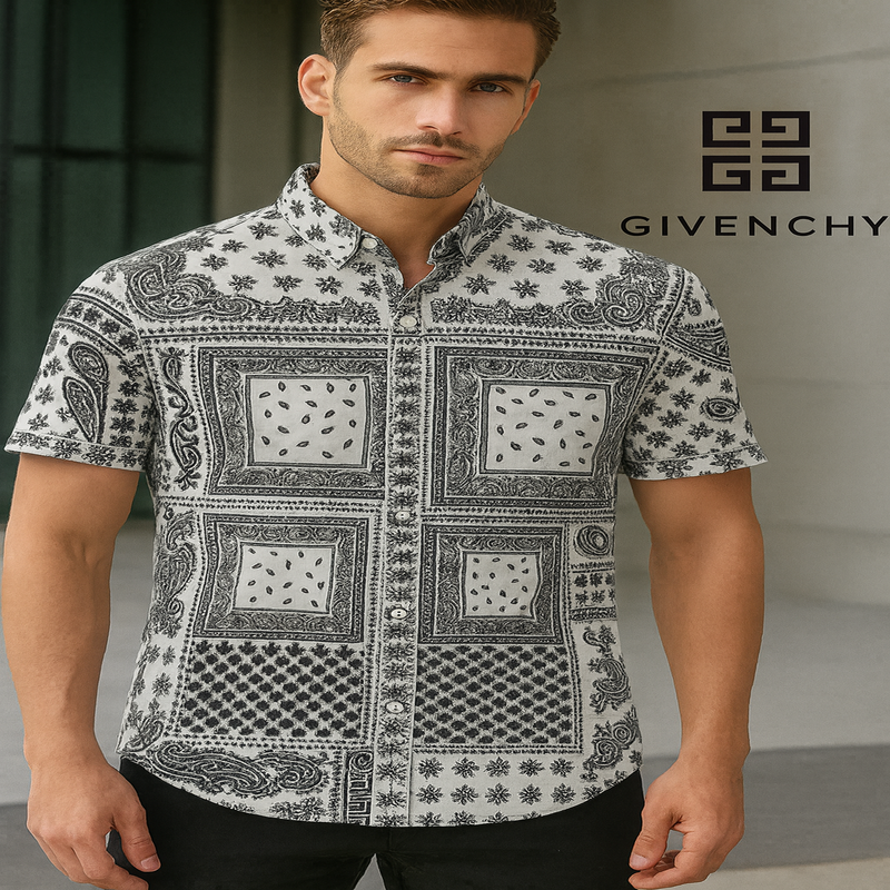 Givenchy Short-Sleeve Bandana Print Shirt – Luxury Design