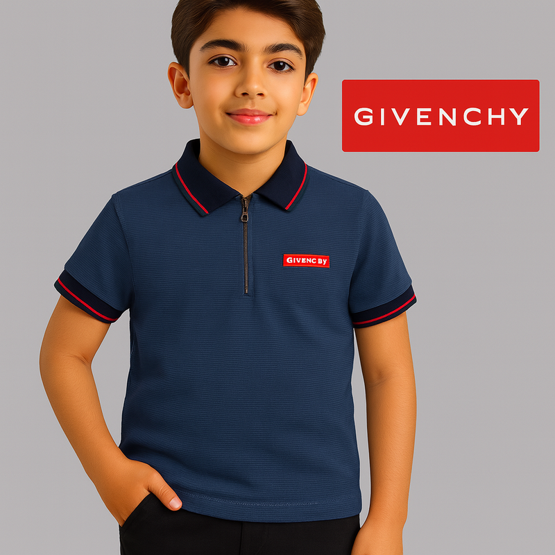 Givenchy Kids Half-Zip Polo Shirt – Premium Piqué Cotton