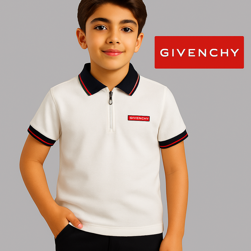 Givenchy Kids Half-Zip Polo Shirt – Premium Piqué Cotton
