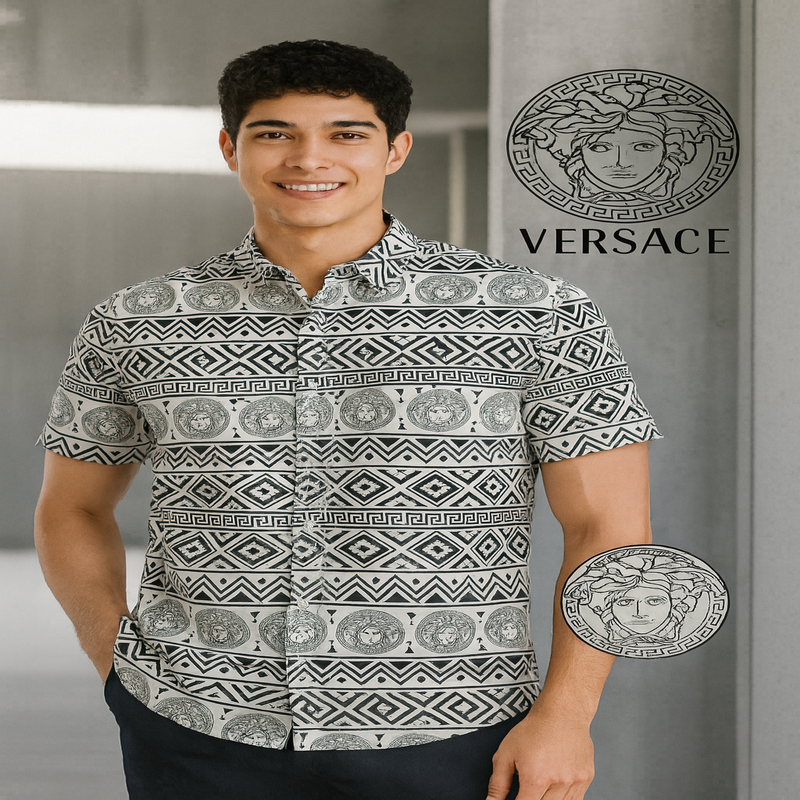 Versace Medusa Geometric Print Shirt – Luxe Summer Edition