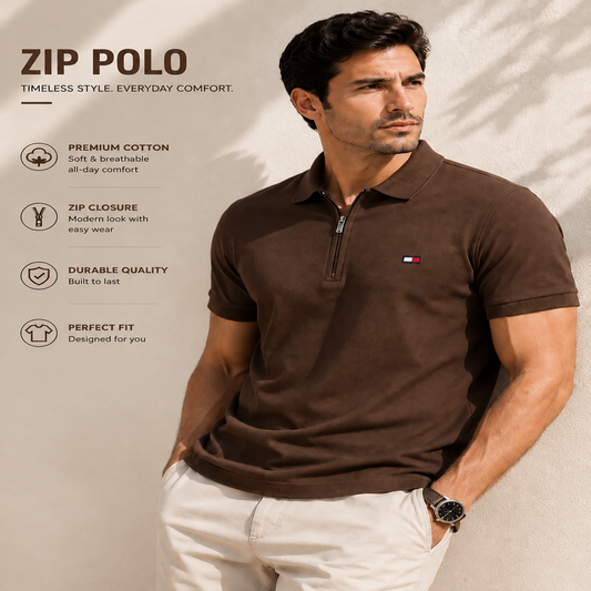 Tommy Premium Cotton Zip Polo