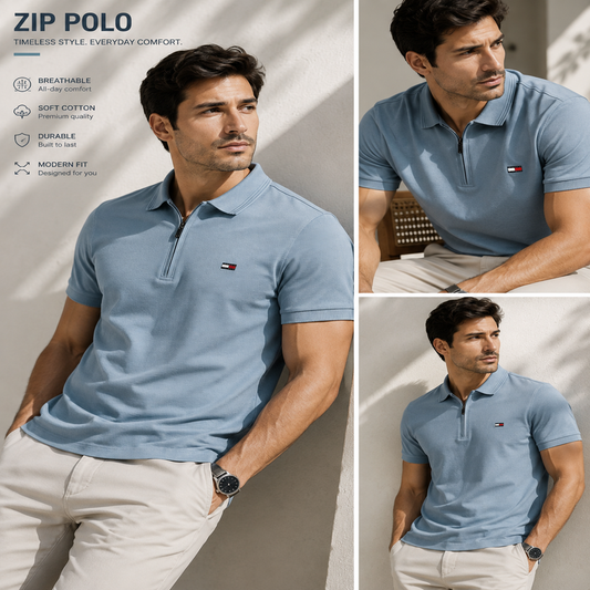 Tommy Premium Cotton Zip Polo