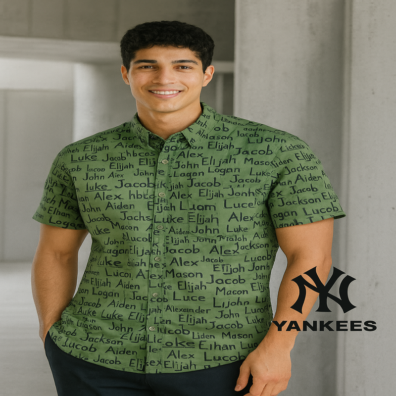 YANKEES White Name Print Shirt – Bold Youthful Style