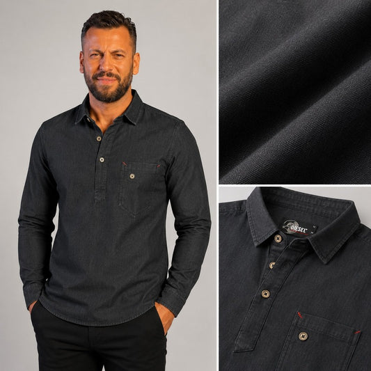 Diesel Navy Denim Polo Shirt