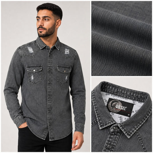 Diesel Washed Grey Denim Shirt