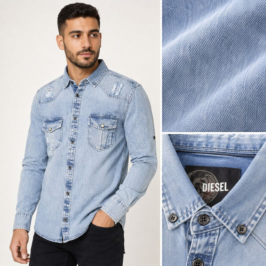 Diesel Light Blue Washed Denim Shirt