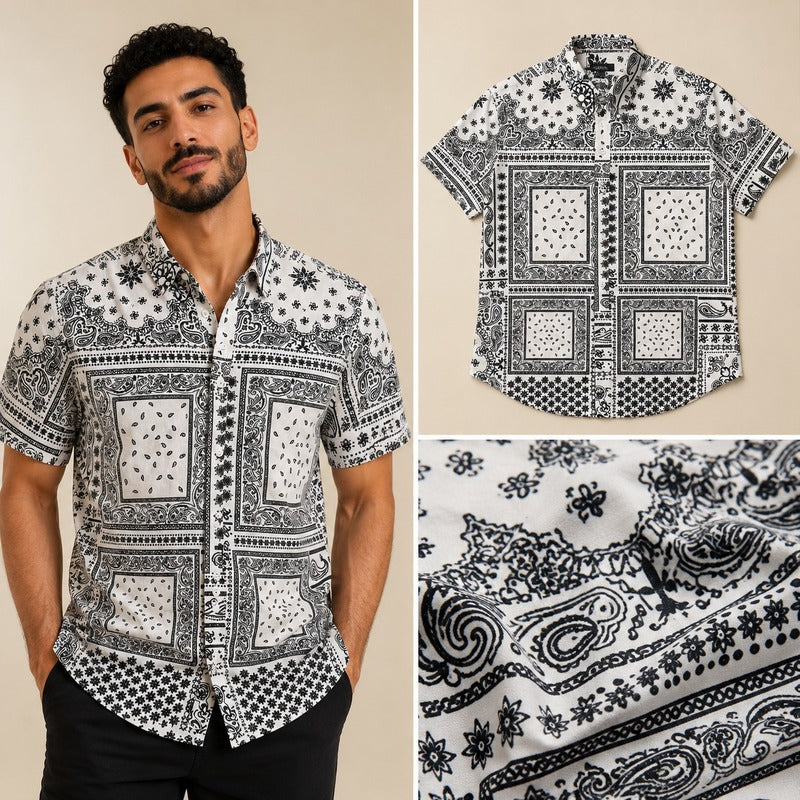 Givenchy Short-Sleeve Bandana Print Shirt – Luxury Design