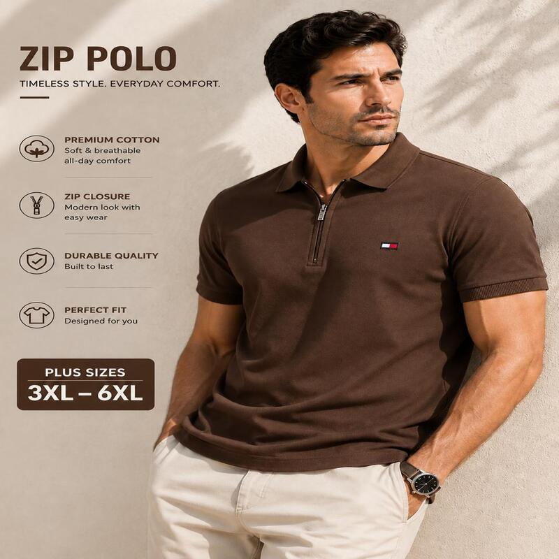 Tommy Zip Polo Plus Size – 3XL to 6XL