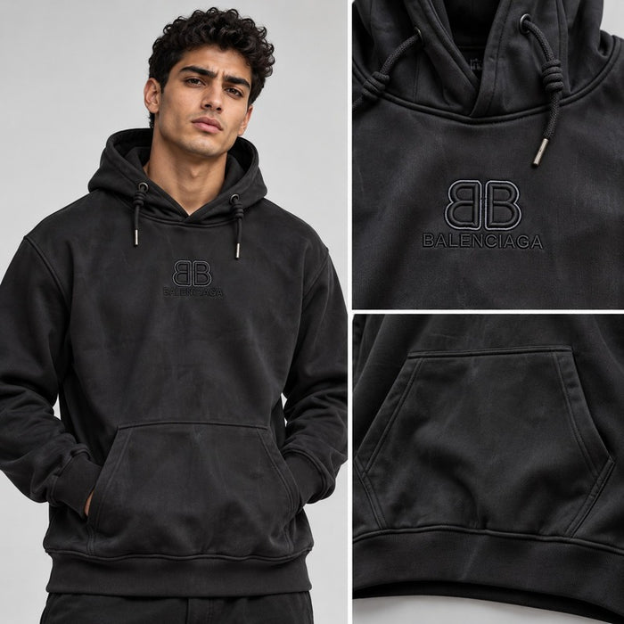 Balenciaga Washed Effect Embroidered Hoodie