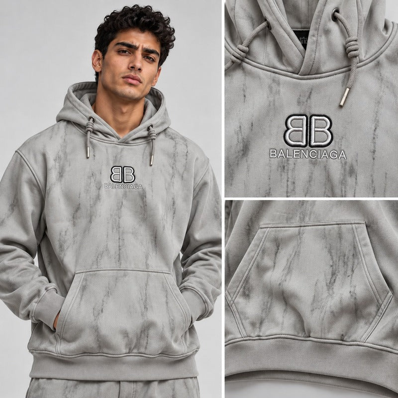 Balenciaga Washed Effect Embroidered Hoodie