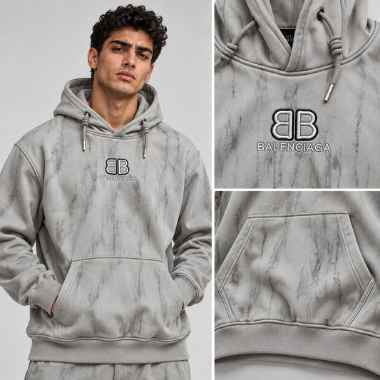Balenciaga Washed Effect Embroidered Hoodie