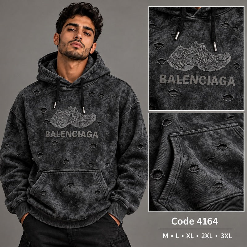 Balenciaga Distressed Washed Graphic Hoodie