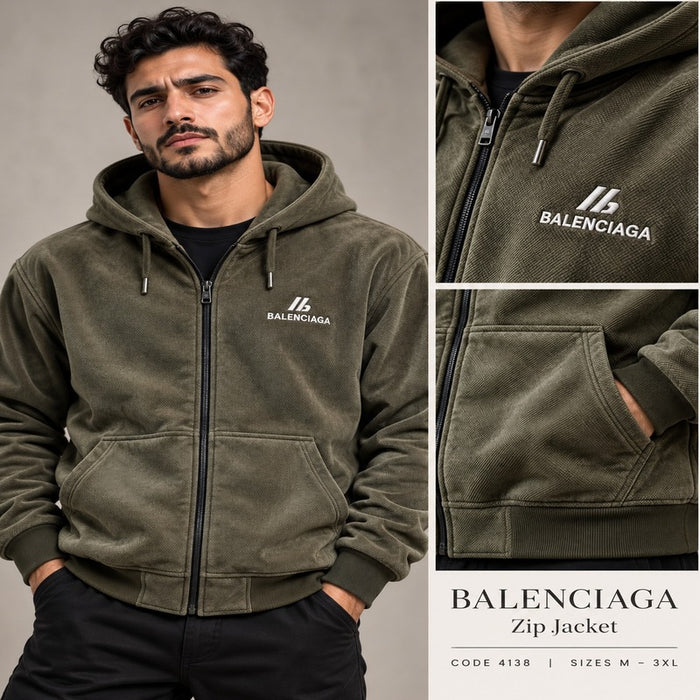 Balenciaga Premium Velvet Zip-Up Hoodie