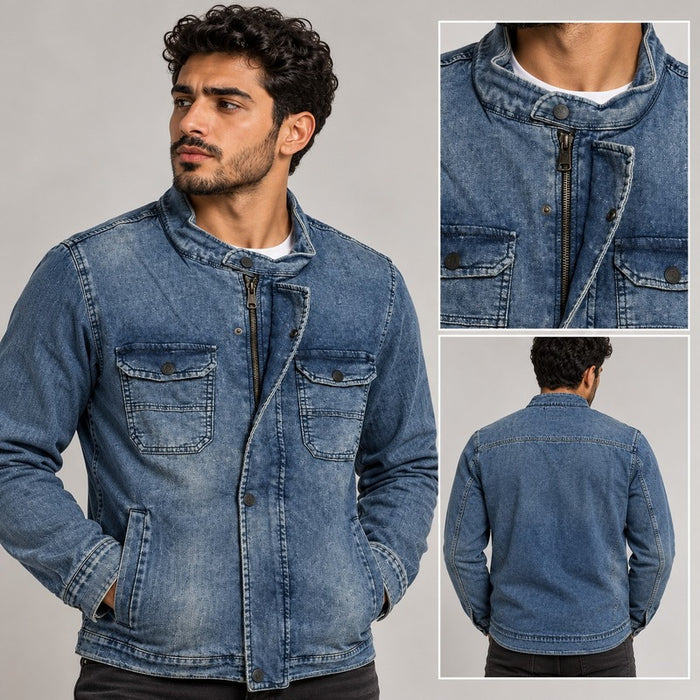 Diesel Men's Vintage Blue Washed Denim Utility Jacket