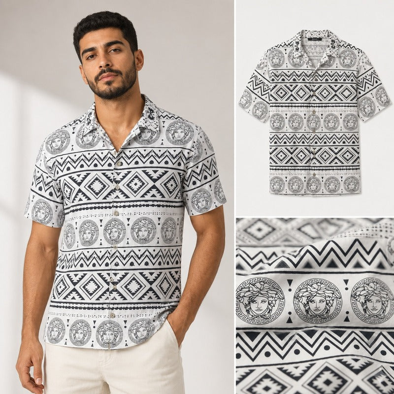 Versace Medusa Geometric Print Shirt – Luxe Summer Edition